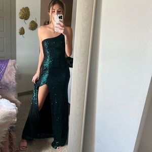 Long Sparkly Dress, Turquoise & one shoulder💙
